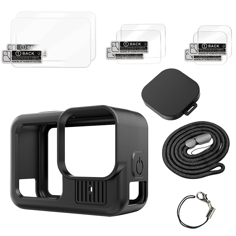 GoPro HERO13 σιλικονούχο προστατευτικό κάλυμμα με πλευρικό καπάκι και καπάκι φακού, προστατευτικό οθόνης από θερμικό γυαλί