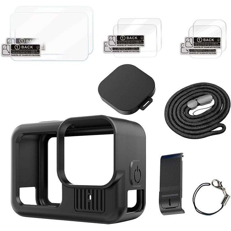 GoPro HERO13 σιλικονούχο προστατευτικό κάλυμμα με πλευρικό καπάκι και καπάκι φακού, προστατευτικό οθόνης από θερμικό γυαλί