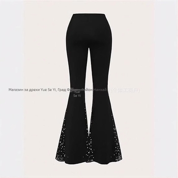 2025 Нови дамски секси ежедневни панталони с висока талия и широки крачоли, металически разкроени панталони, панталони за карнавално парти