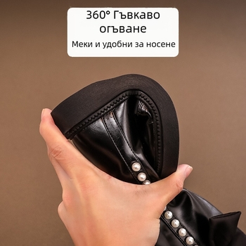 Кожени ботуши за момичета, детски, пролетно-есенни, 2024, нови, дълги, високи ботуши, малки принцеси, модни памучни ботуши на едро