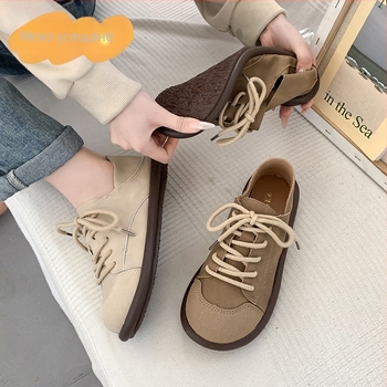 35-43 Широки дамски обувки за големи размери 41 Fairy Style Furry Shoes Дамски универсални равни обувки с неплъзгаща се поларена подплата