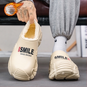 Мъжки зимни чехли с дебела подметка, водоустойчиви памучни, с ток, нови неплъзгащи се плюс плюшени памучни обувки за външно носене