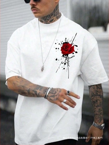 Трансгранична европейска кодова независима станция Manfinity Homme Men Rose Print Tee