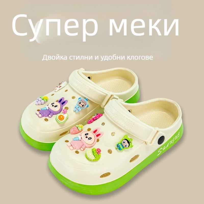 Нови платнени обувки Fruit Rab с двоен цвят, мъжки и дамски, с дупка, външно облекло, плоски, неплъзгащи се, чехли, модни сандали