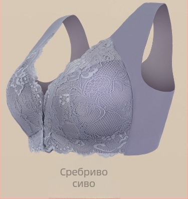 Трансгранична европейска и американска външна търговия с дантела отпред, отваряне с катарама, плюс размер, без стоманен пръстен, сутиен, бельо, голям гръден кош, малък, удобен, дишащ, за жени
