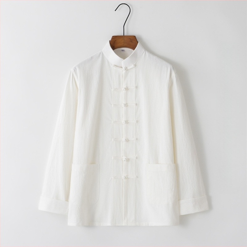 Мъжко памучно и ленено яке Танг, пролетно и есенно, ежедневно, свободно, с катарама в китайски стил, мъжко, Guoxue I Jing