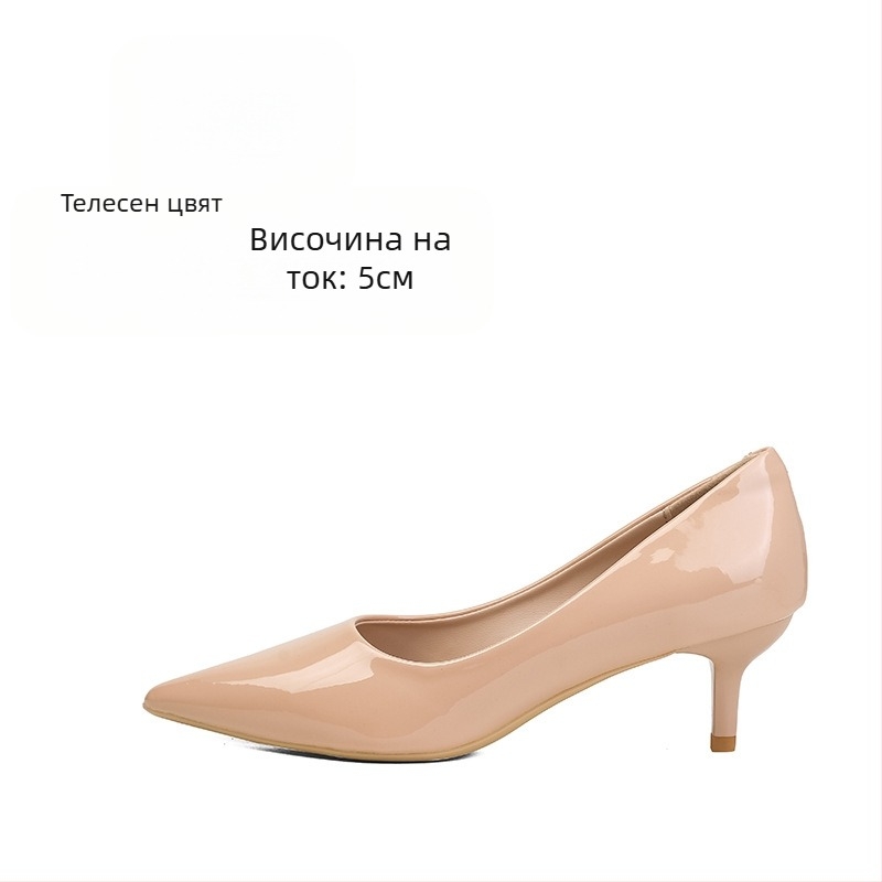 Високи токчета за жени, стилет ток 2025, ранна пролет, нови бели, професионални, с остър връх, дизайн, нишови, елегантни дамски обувки в телесен цвят