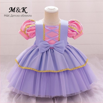 2024 нова рокля за момичета принцеса, сатенена плисирана туту пола, златна пола, вечерна рокля за момичета, детска рокля за рожден ден