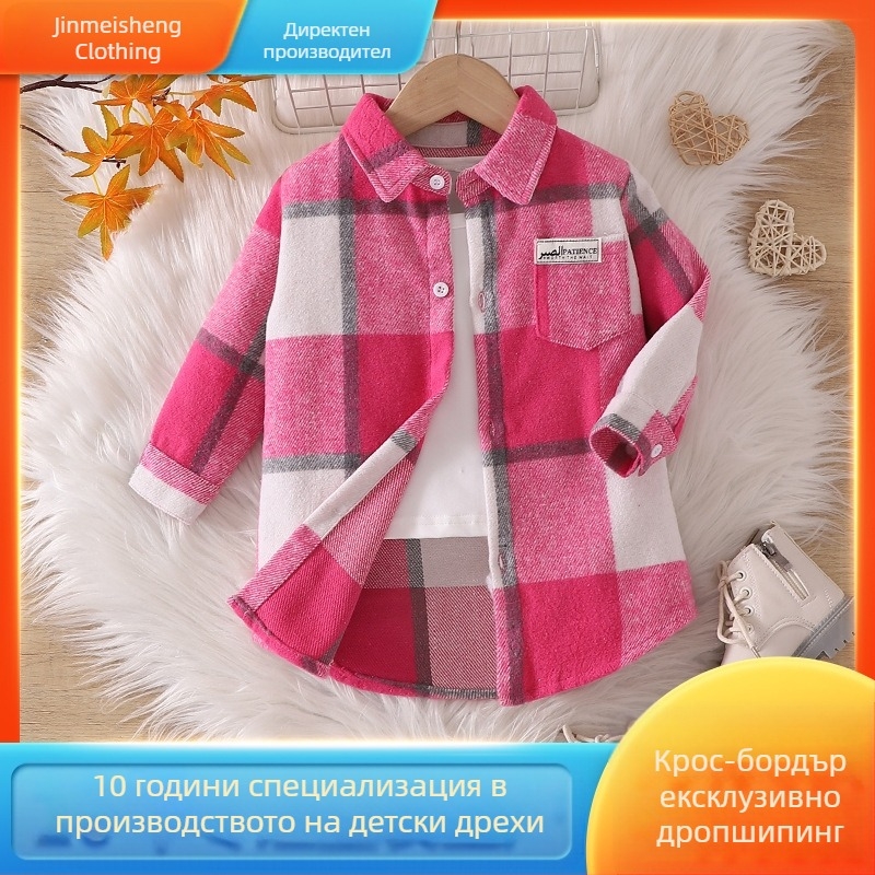 Есенна нова момичешка риза, ежедневна, универсална, карирана риза, модна корейска стил, пролетно-есенно яке с голям каре, дълъг ръкав