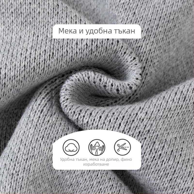 Майка ми и аз, детски пуловер Panda Jacquard Thickened Pullover, памучен плетен пуловер за момче, бебешки пуловер клас А