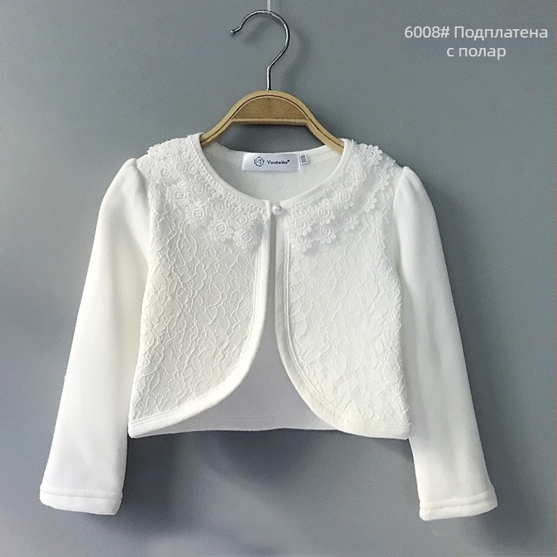 Есенно-зимно удебелено детско наметало, кадифено топло момичешко шалче, жилетка с принцеса и цветен шал за момиче