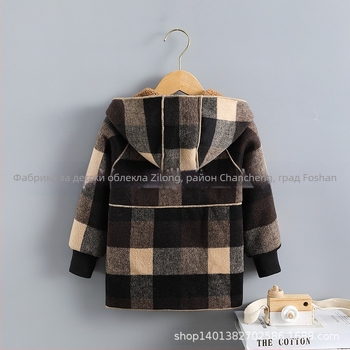 Есенно-зимно топло вълнено палто в западен стил за момчета 2022, ново за момичета, с полар, удебелено, средно дълго, от един агнешки полар