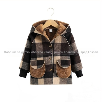 Есенно-зимно топло вълнено палто в западен стил за момчета 2022, ново за момичета, с полар, удебелено, средно дълго, от един агнешки полар