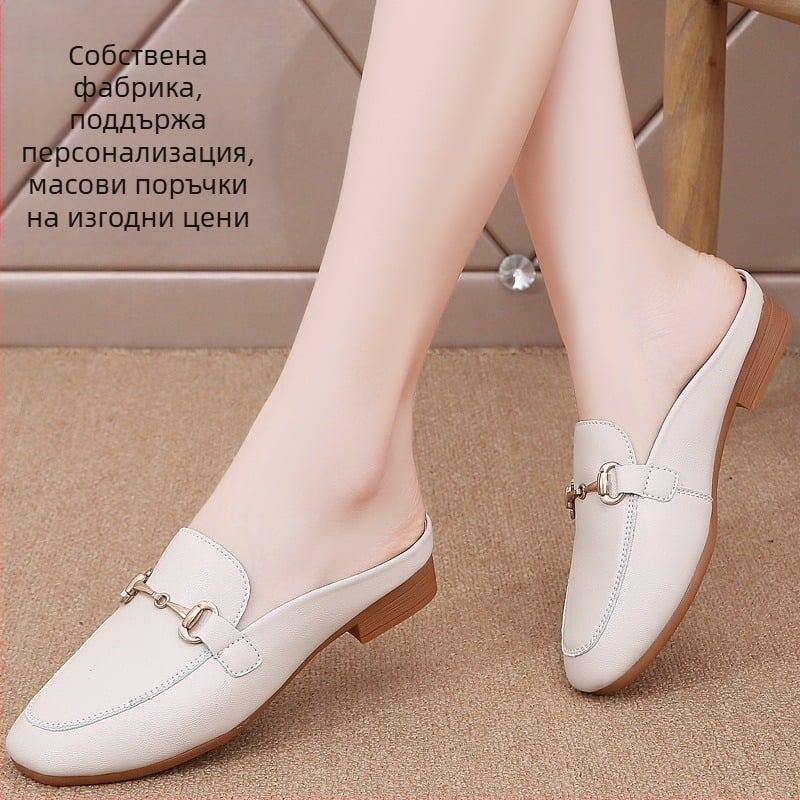 Дамски чехли Baotou Half Slippers, плоски, връхни, нисък ток, летни, универсални, готини, ежедневни, мързеливи, дамски обувки, дишащи и удобни