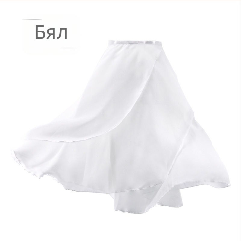 Рокля за възрастни, Пола с дължина до средата, Двуслойна шифонена пола със средна дължина, Пола за танци с голям размер, Пола за балетни танци с връзки, Еднокомпонентна пола