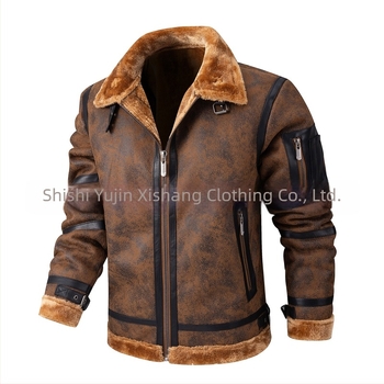 2024 Нови мъжки кожени дрехи Есенно-зимно полар-подплата Удебелен кожен косъм Едно мъжко кожено яке Бизнес ежедневен мъжки палто