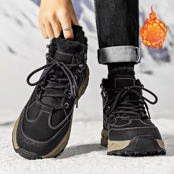 Мъжки зимни снежни ботуши с поларена подплата, удебелени, топли североизточни памучни обувки, мъжки обувки за навън, водоустойчиви, неплъзгащи се, с температура минус 40 градуса