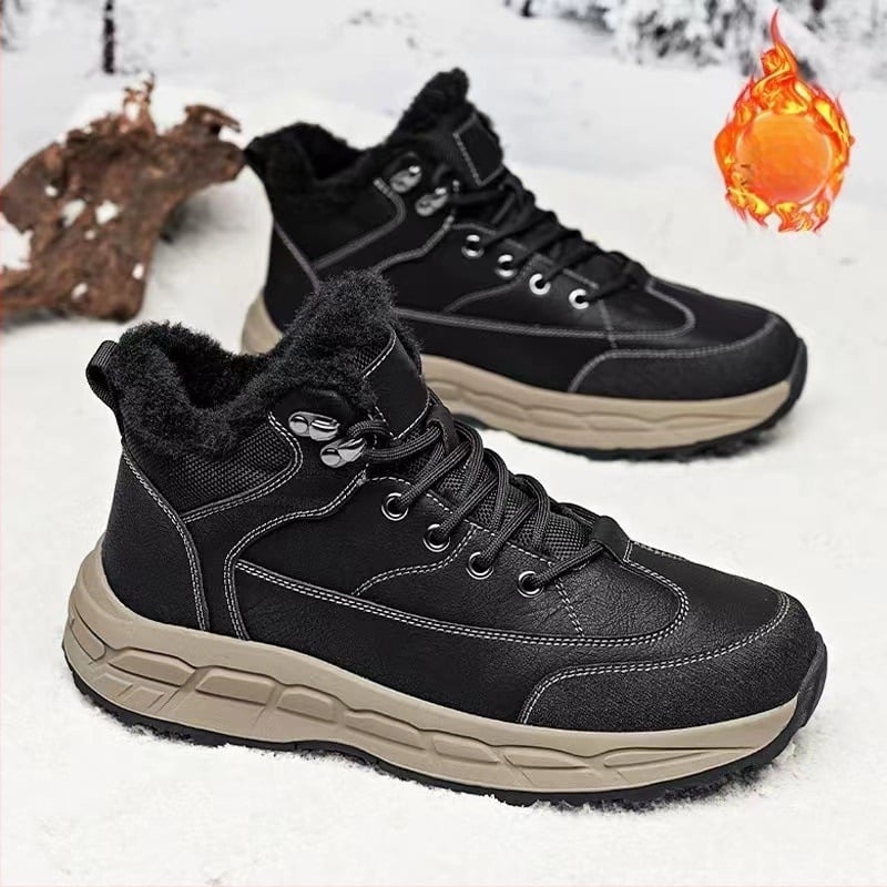Мъжки зимни снежни ботуши с поларена подплата, удебелени, топли североизточни памучни обувки, мъжки обувки за навън, водоустойчиви, неплъзгащи се, с температура минус 40 градуса