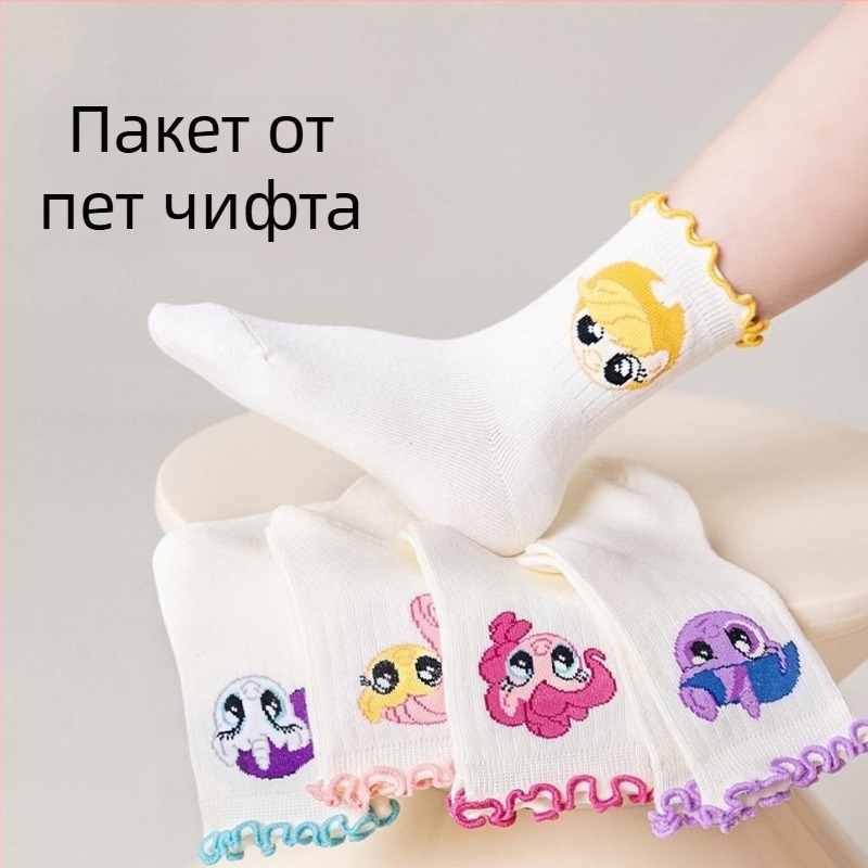 Чорапи за момичета, пролетни и есенни детски чорапи, дантелени принцеси, чорапи със среден размер, анимационни филми с дъгово пони, универсални дамски чорапи