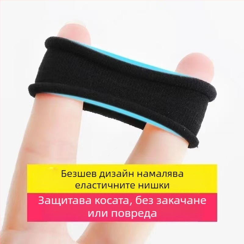 Въже за глава с гумена лента за жени, високо еластично и издръжливо интернет знаменито дебело въже за коса, просто въже за коса, черен пръстен за коса