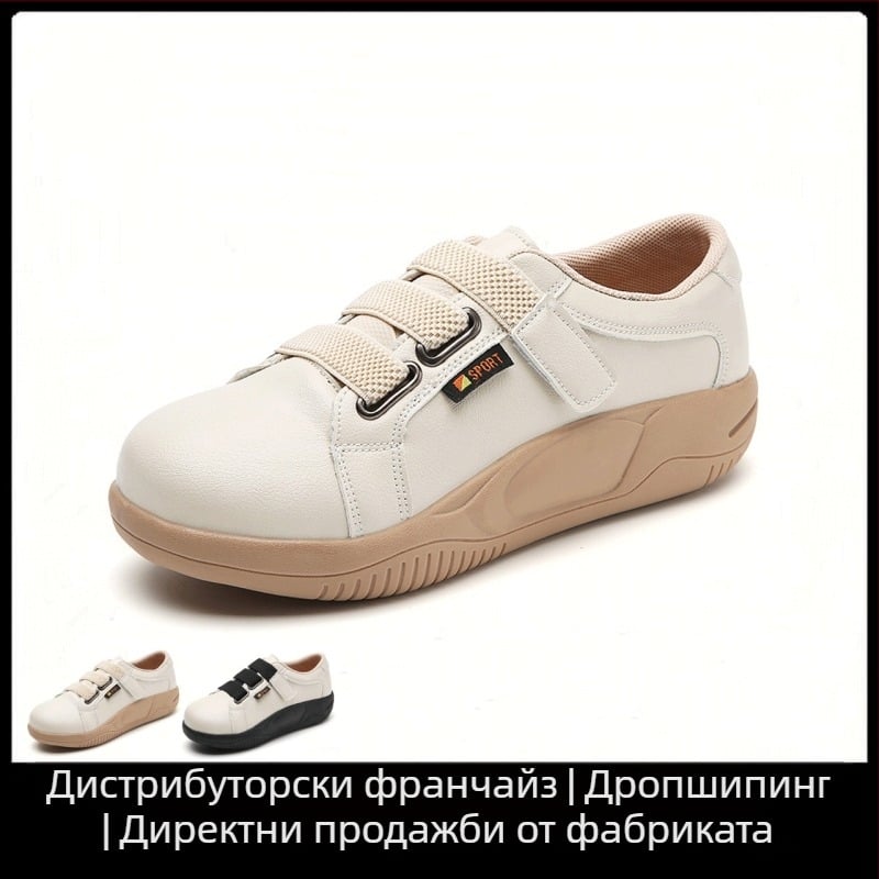 Пролетни нови дамски обувки с велкро платформа, ежедневни, корейски стил, универсални бели обувки, модерни спортни обувки тип „татко“