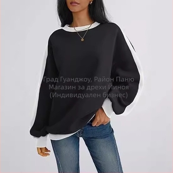 Дамски суитшърт с качулка и дълъг ръкав, размер plus size, Amazon cross-border, есен 2024