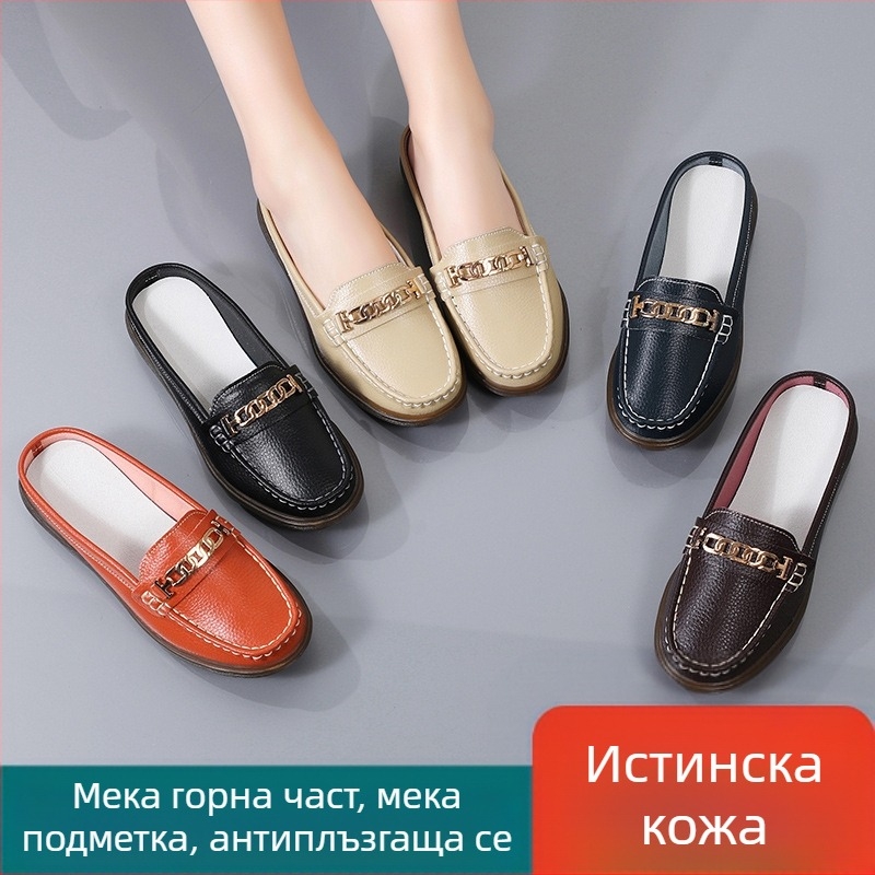 Изключителни размери ежедневни обувки тип боб, дамски пролетни и летни удобни плоски чехли, обувки за бременни, сандали от естествена кожа за майки на средна и по-възрастни жени