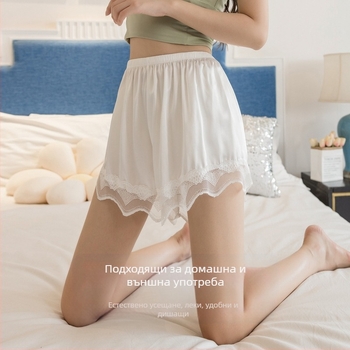 Летни триточкови предпазни панталони за жени, подходящи за носене навън, вълнообразни, с дантела, против бягане, без къдрене, с тънко дъно, на едро V3