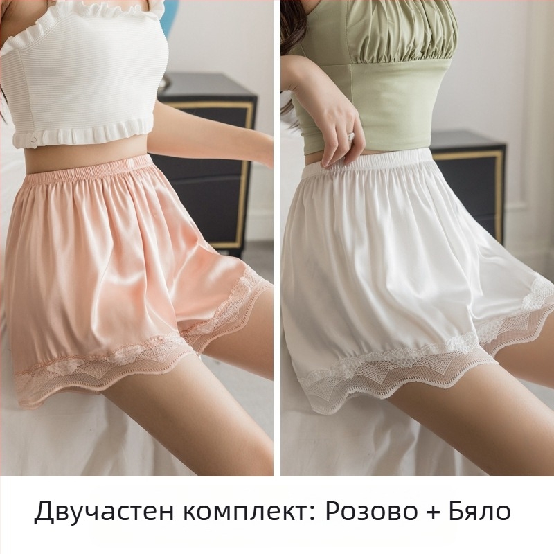 Летни триточкови предпазни панталони за жени, подходящи за носене навън, вълнообразни, с дантела, против бягане, без къдрене, с тънко дъно, на едро V3