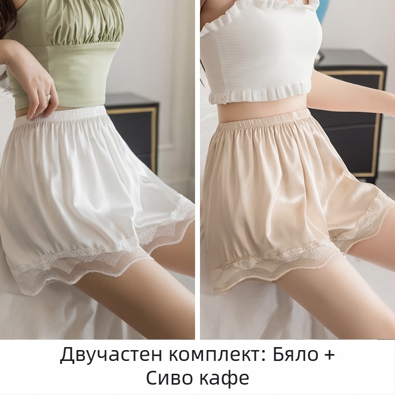 Летни триточкови предпазни панталони за жени, подходящи за носене навън, вълнообразни, с дантела, против бягане, без къдрене, с тънко дъно, на едро V3