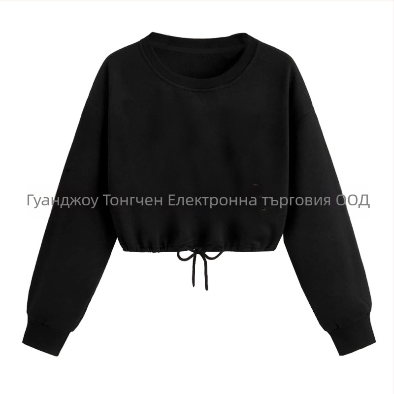 Едноцветни суичъри с открит пъп, с прилепнала кройка, дамски суичъри, секси топове 653 Артикулен номер