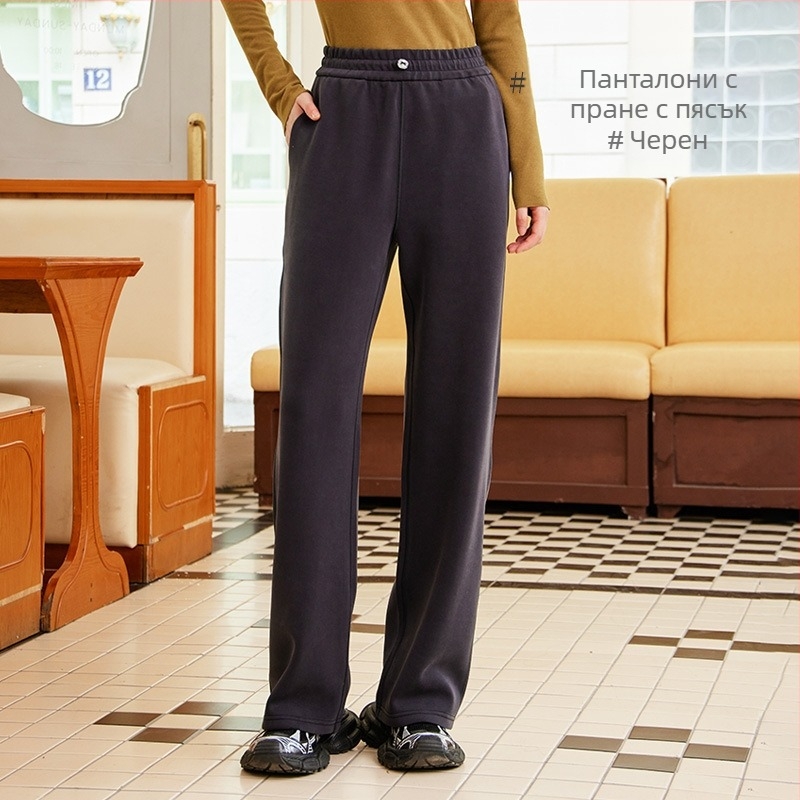 Дамски спортни панталони Lanjing modal, пролетни и есенни, корейски стил, стягащи панталони, кухи, топли и с широки крачоли