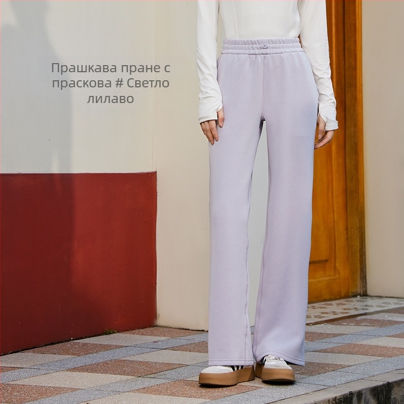 Дамски спортни панталони Lanjing modal, пролетни и есенни, корейски стил, стягащи панталони, кухи, топли и с широки крачоли