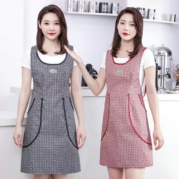 Жилетка в стил жилетка, нова престилка за кухня, водоустойчива и маслоустойчива работна рокля, кетъринг, жени в корейски стил, красива талия