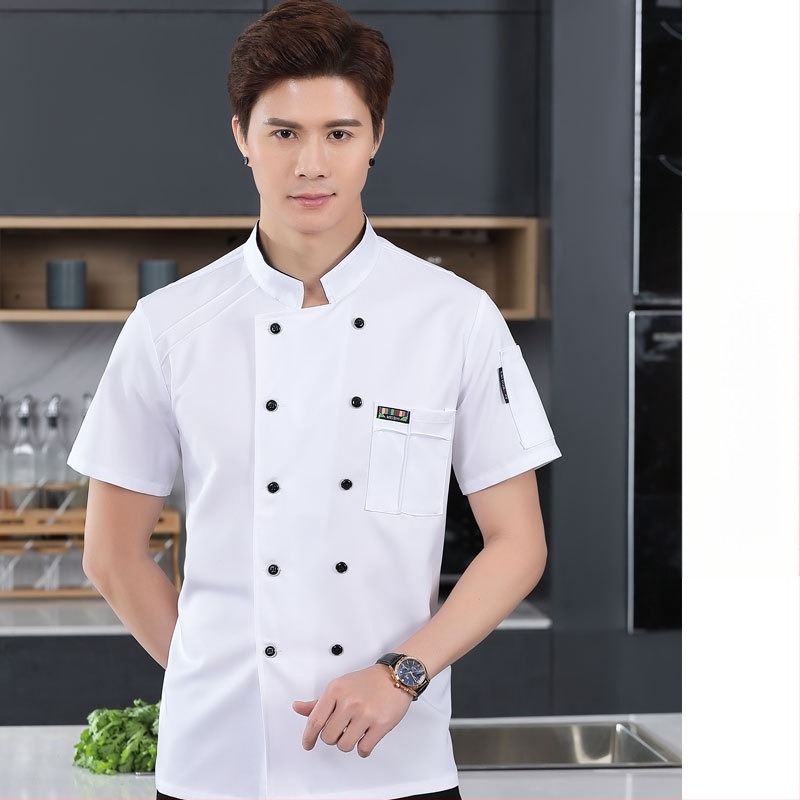 Работно облекло за готвачи за мъже, есен и зима, хотелска западна храна, удебелено, с дълъг ръкав за кухнята, летни дрехи за готвачи, дрехи за готвачи с къс ръкав