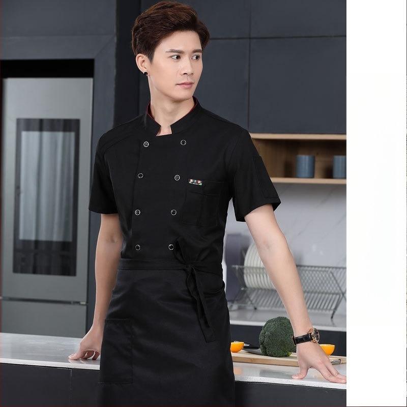 Работно облекло за готвачи за мъже, есен и зима, хотелска западна храна, удебелено, с дълъг ръкав за кухнята, летни дрехи за готвачи, дрехи за готвачи с къс ръкав