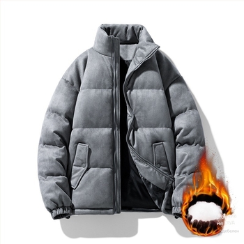 Мъжко зимно яке с памучна подплата, мъжко велурено яке с памучна подплата и яка, модно яке за хляб с памучна подплата, комплект яке с щампа