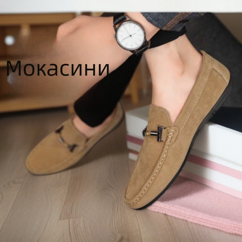 Мъжки обувки plus size, есенни нови фланелени мързеливи обувки, корейски дишащи, с мека подметка, без връзки, мъжки обувки, модерни