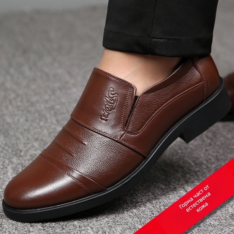 [първи слой телешка кожа] пролетни и есенни кожени обувки за мъже, бизнес ежедневни, дишащи британски официални кожени мъжки обувки, мъжки обувки за татко