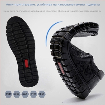 Мъжки летни сандали от кожа, дишащи, с мека подметка, неплъзгащи се, кожени сандали, кухи, ежедневни, големи, за средна и по-възрастни татковци
