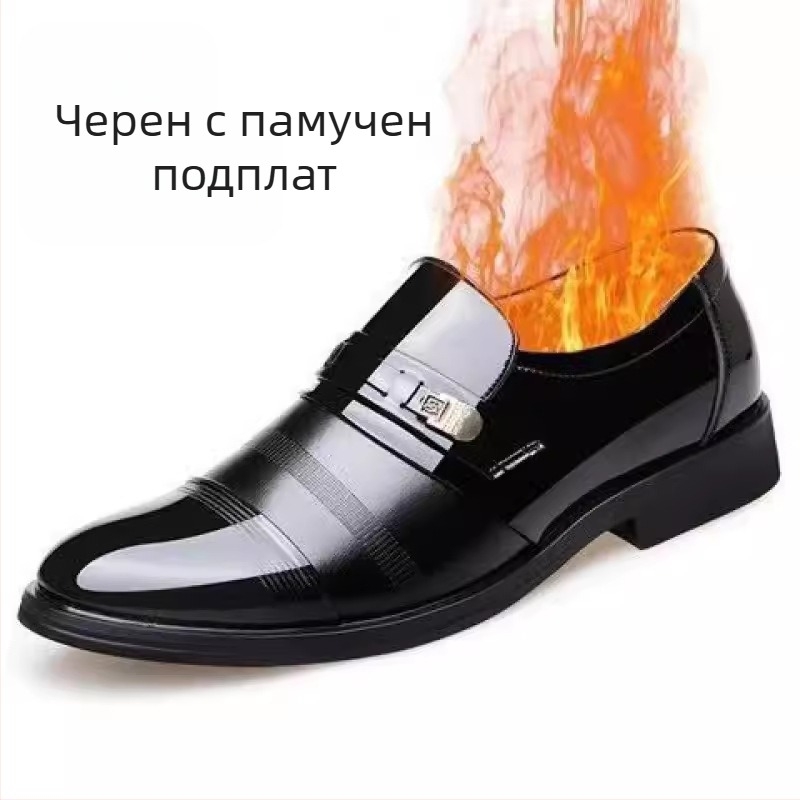 Пролетни и есенни мъжки бизнес обувки, кухи британски кожени обувки, мъжки ежедневни мъжки обувки с поларена подплата