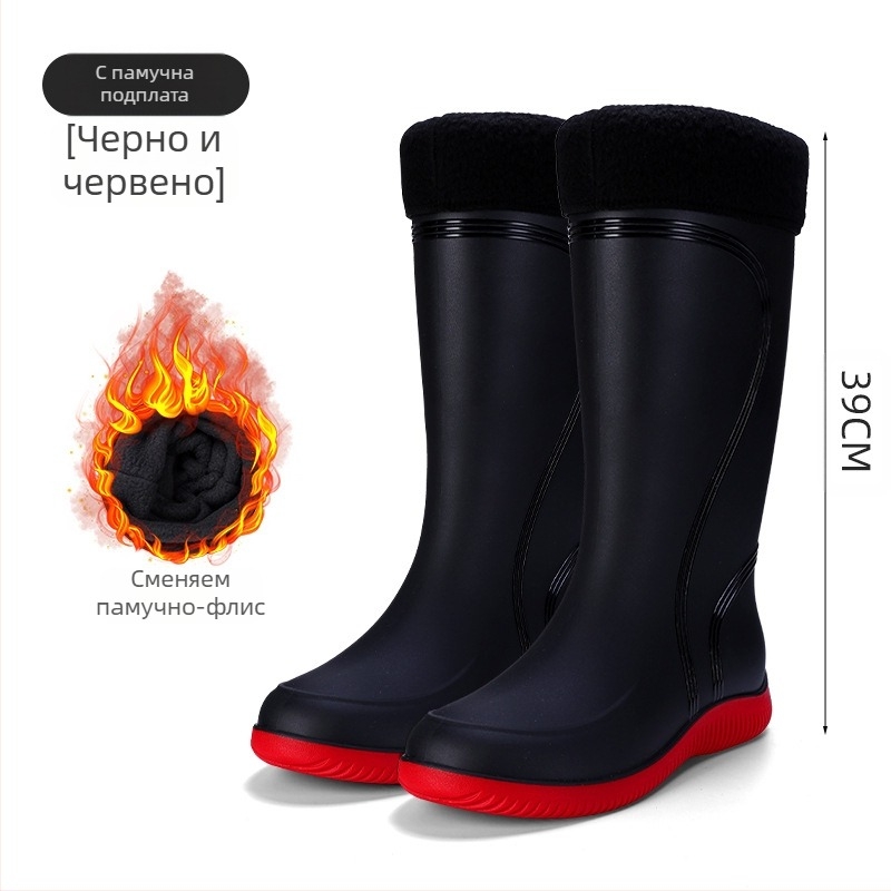 Европейски и американски модни мъжки гумени ботуши до средата на прасеца, ниски гумени ботуши, водоустойчиви, неплъзгащи се кухненски гумени обувки, риболовни, автомивки, работни обувки