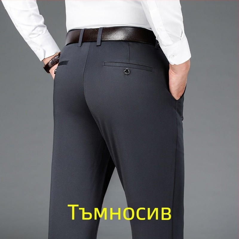 Мъжки ежедневни панталони с четиристранна еластичност, големи размери, прави, свободни, плюс дебели мъжки панталони, есенни и зимни, дебели бизнес панталони