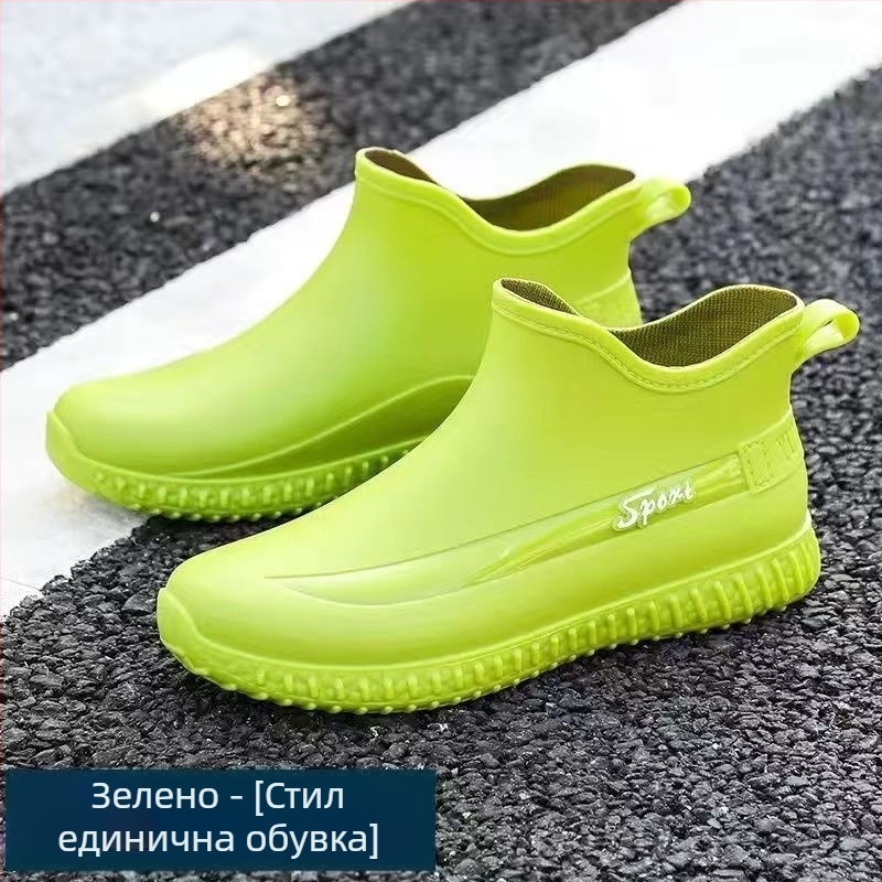 Къси водоустойчиви обувки с поларена подплата за мъже на открито, гумени обувки за риболов, кухня, строителна площадка, гумени ботуши за възрастни, неплъзгащи се мъжки гумени ботуши за зимата