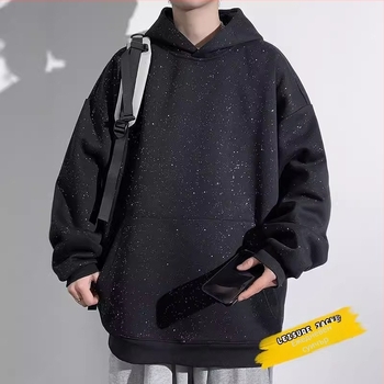 Есенни и зимни K-стил модерни маркови суитчъри за мъже, модерни кадифени суитчъри за мъже, свободни ежедневни суитчъри с качулка Baby's Breath за мъже