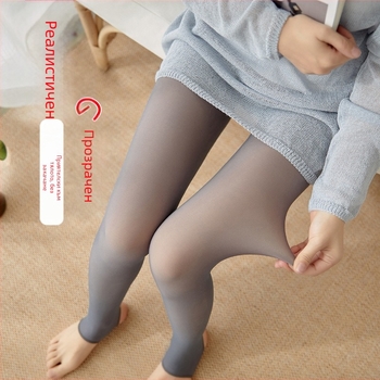 Връхно облекло за есен и зима, фалшиво прозрачно, прозрачно, големи размери клинове, плюс кадифе, стюардеса, сиви голи крака, удебелени чорапогащи