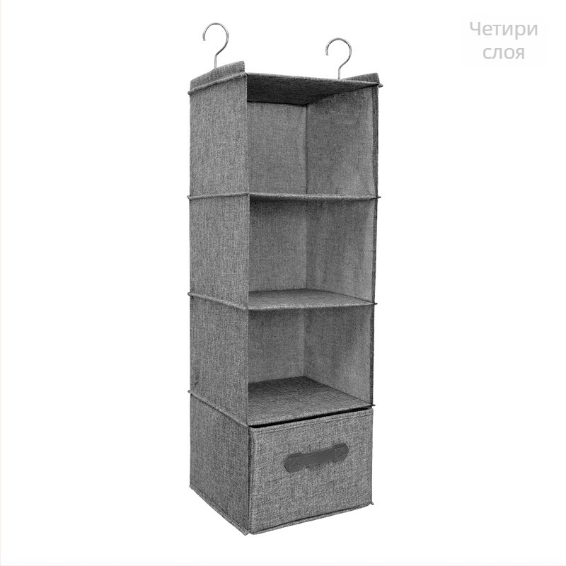 Висяща чанта за гардероб с двойна кука за лен, висяща чанта с чекмедже, многослойна висяща чанта за съхранение