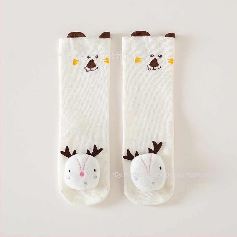 Детски чорапи за момчета и момичета, дълги над коляното, неплъзгащи се, чорапи за кукли, бебешки стерео анимационни памучни чорапи, бебешки чорапи за предпазване на коляното