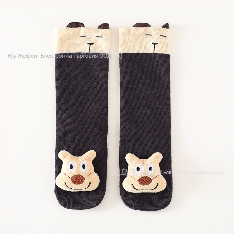 Детски чорапи за момчета и момичета, дълги над коляното, неплъзгащи се, чорапи за кукли, бебешки стерео анимационни памучни чорапи, бебешки чорапи за предпазване на коляното