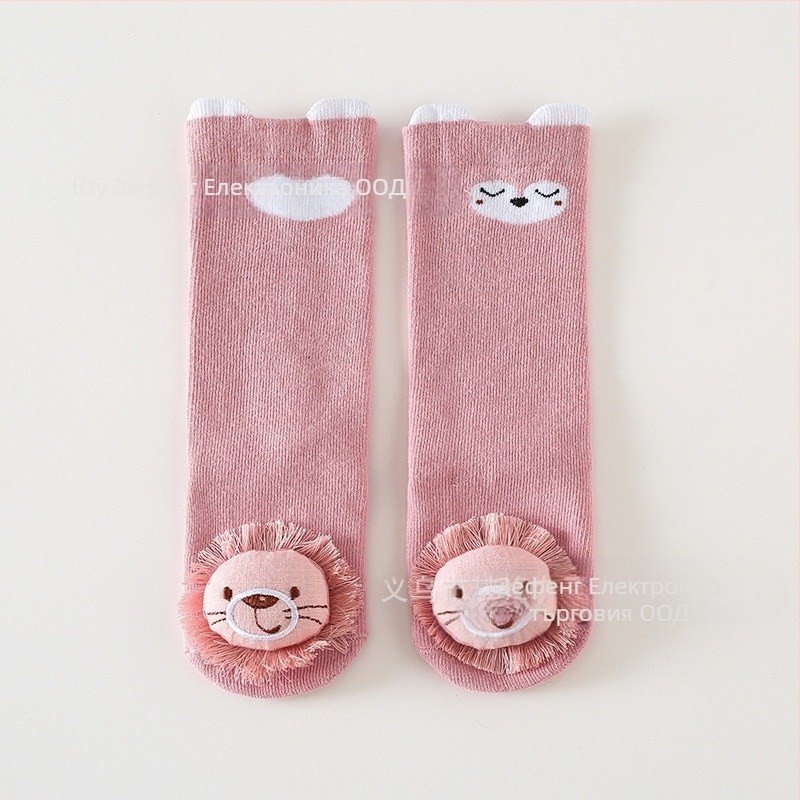 Детски чорапи за момчета и момичета, дълги над коляното, неплъзгащи се, чорапи за кукли, бебешки стерео анимационни памучни чорапи, бебешки чорапи за предпазване на коляното